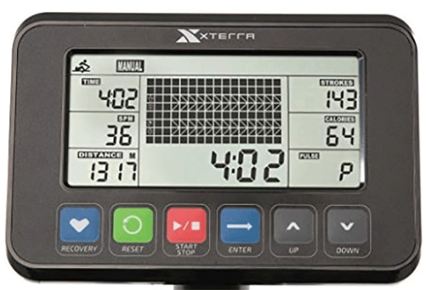 console of Xterra ERG600W water rowing machine