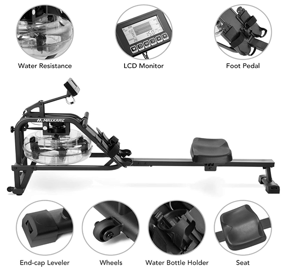 Maxkare water rowing machine design