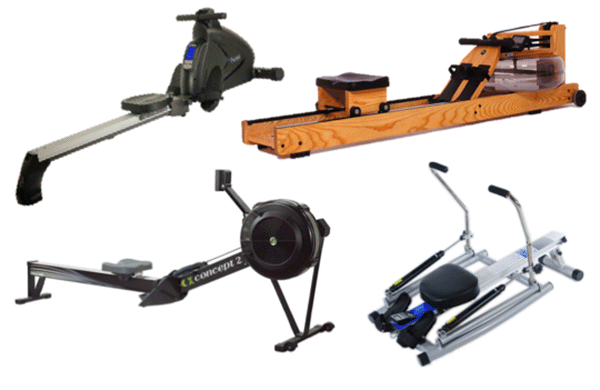 four rowing machines of four resistance types