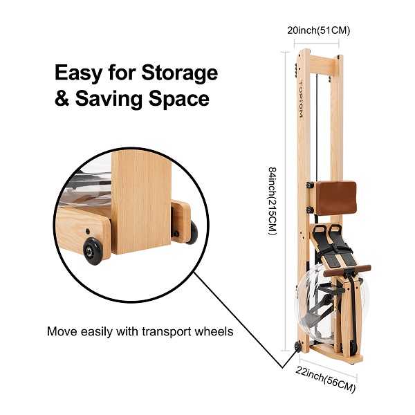 a sketch map descending dimension of Topiom rowing machine in store and amplifying the transport wheels