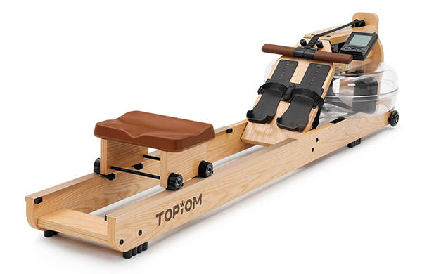 Topiom water rowing machine with horizontal rail
