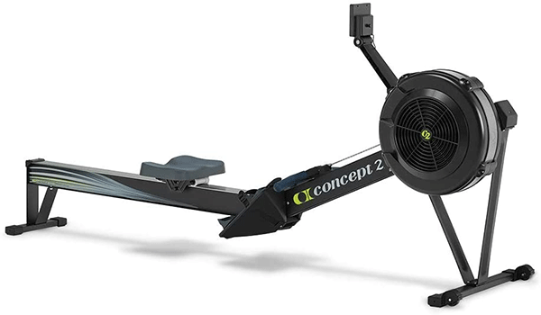 concept 2 rowing machine with a padded seat