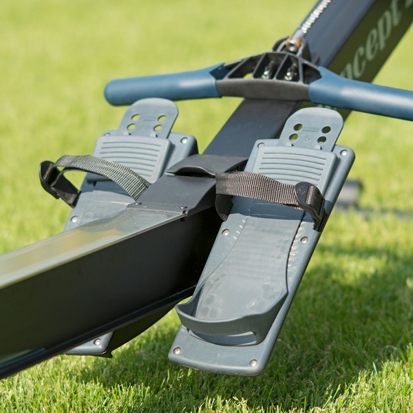 Adjustable footplates of Concept 2 Model D Air Rowing Machine