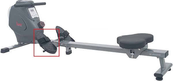 an indoor rower without adjustable footpads